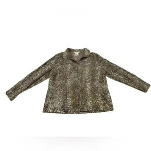 Exclusively Misook Jacket Animal Print Faux Leather Zip Clear Sequin Women Large